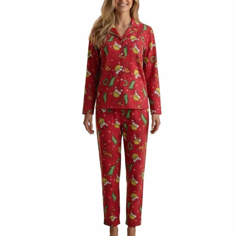 NWT Carter's The Grinch Max Red Fleece Christmas Pajama Set Adult Medium